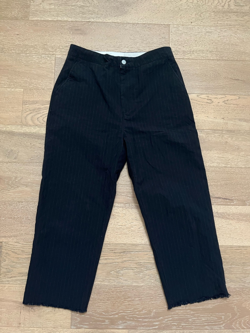 Women’s Cotton Pinstripe Raw Hem cropped pants